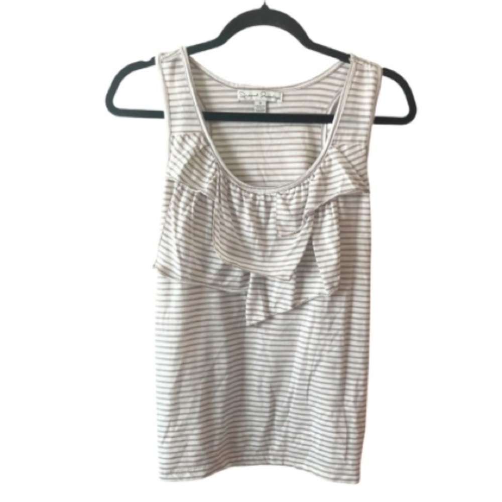 French Laundry Striped Ruffle Tank Top Small‎